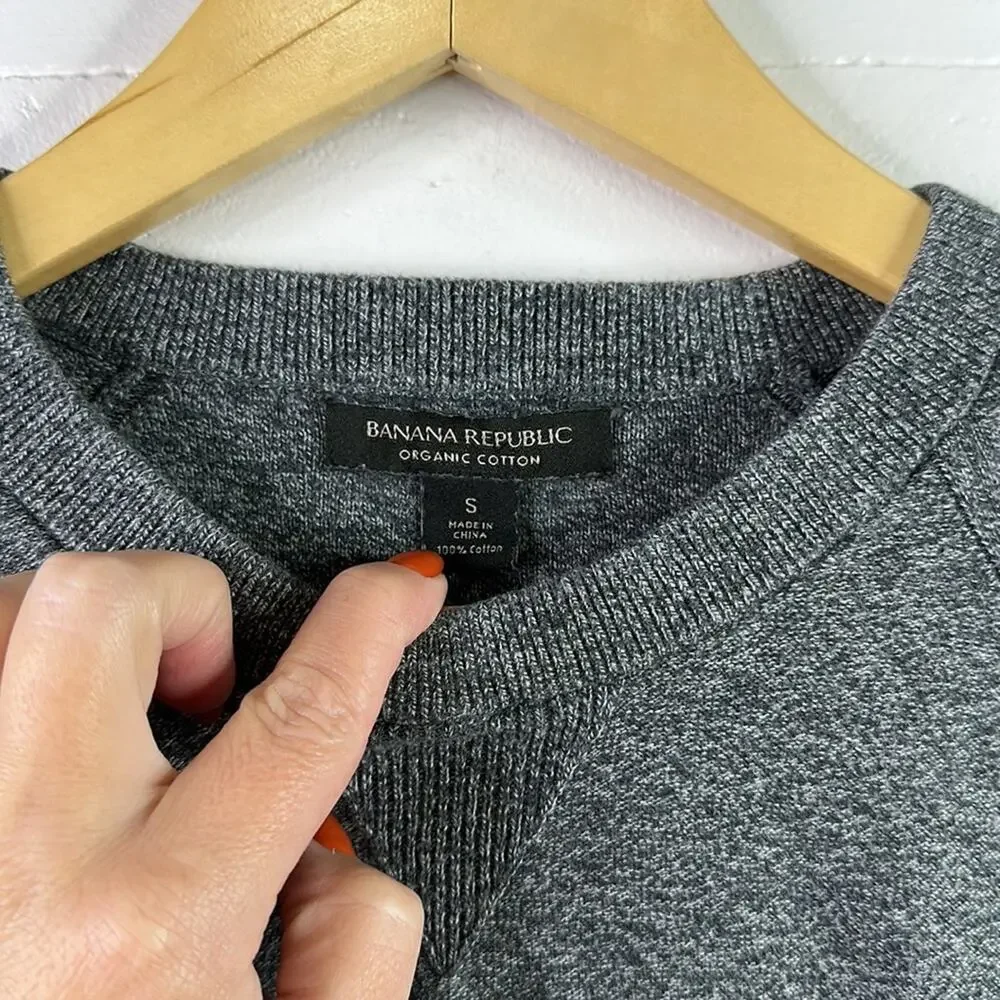 BANANA‎ REPUBLIC Gray Organic Cotton Long Sleeve Crew Neck Sweater Size Small